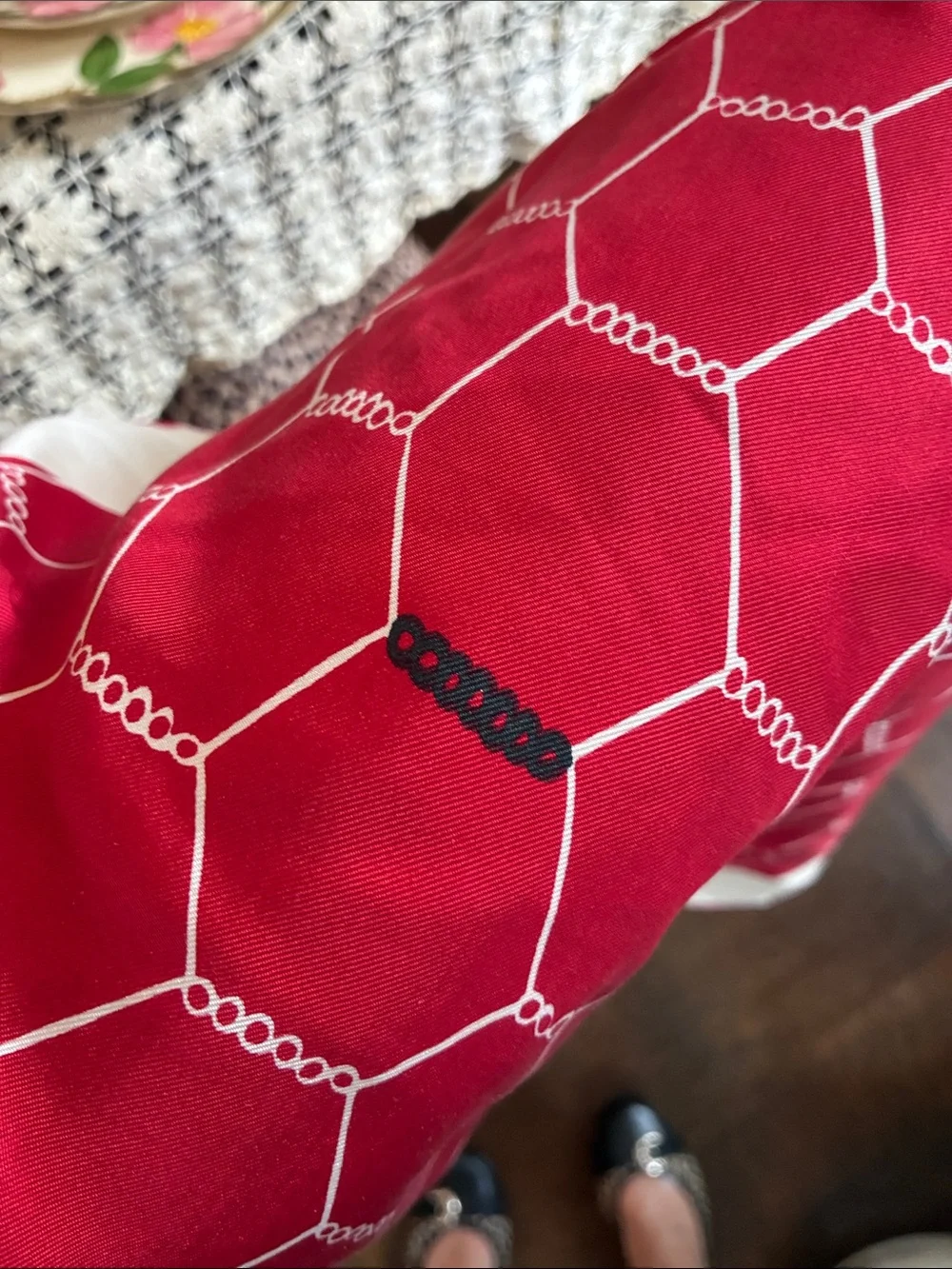 Vintage Jean Casanova Red and White Silk Scarf